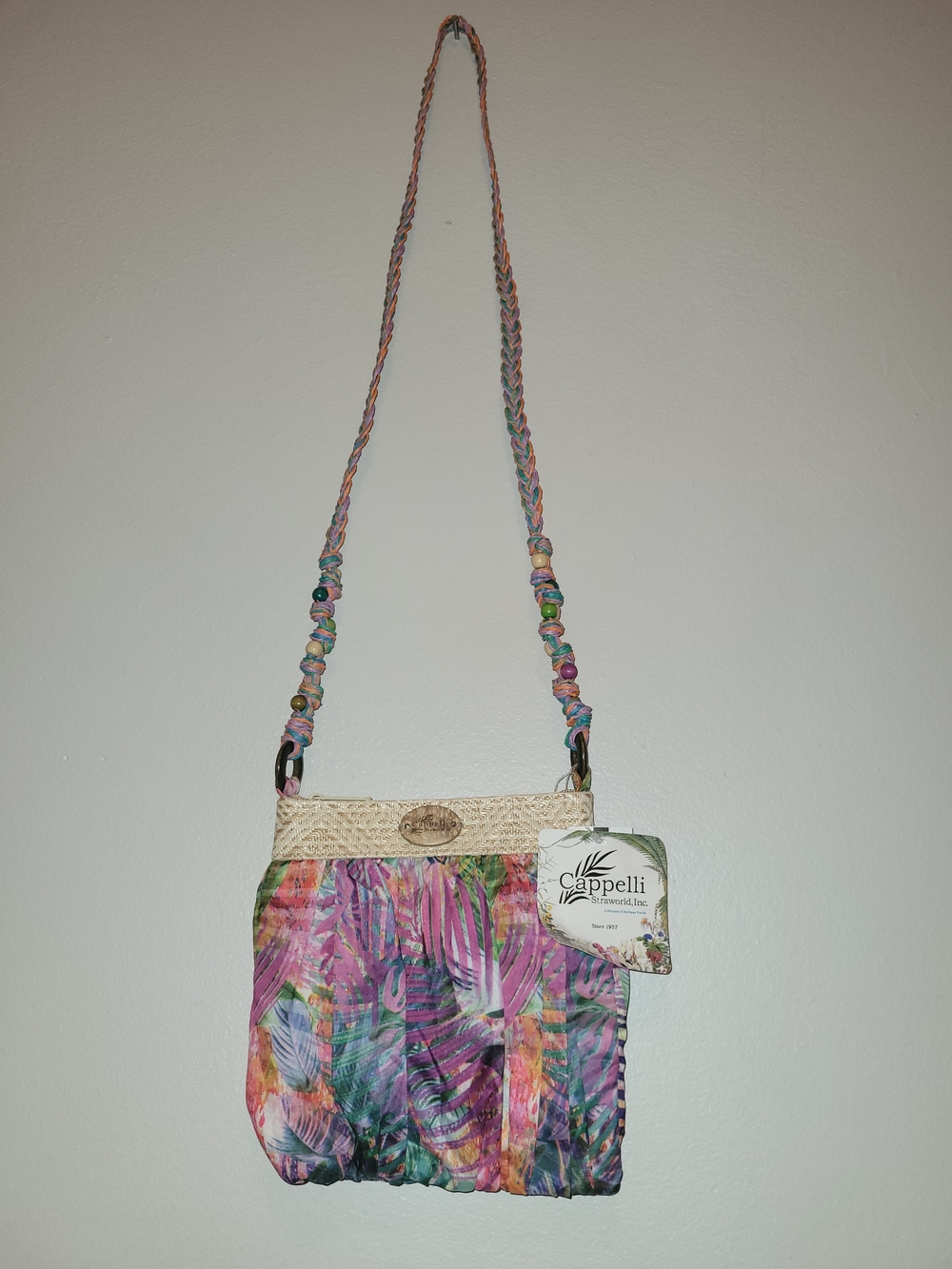Cappelli Multicolor Tropical Print Crossbody Bag - Pink/Purple